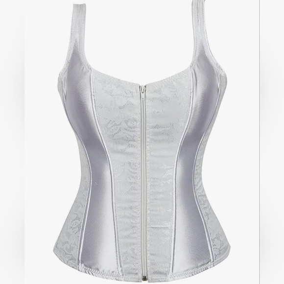 White Corset, Adjustable tie back, Zip up, Lolita, Costume top, Y2k, Brand new - Picture 1 of 11